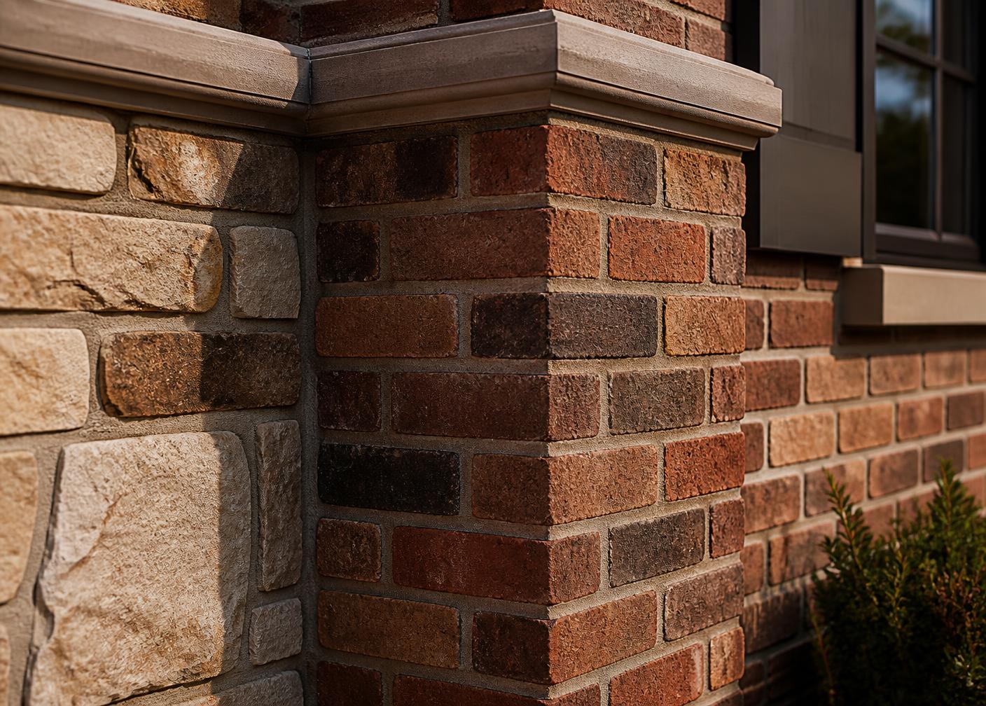 Custom brick and stone veneer exterior work
