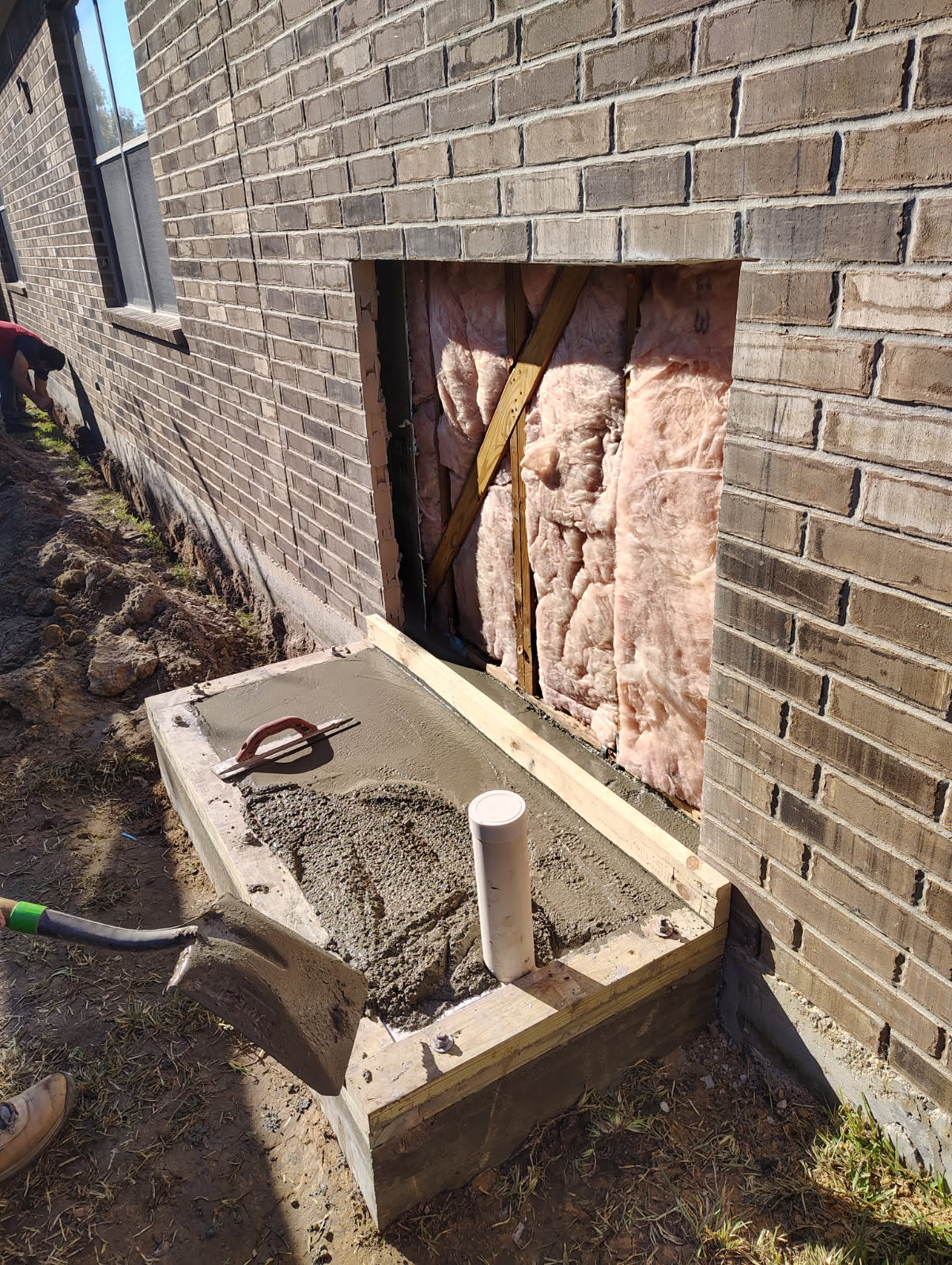 Concrete footing poured for an outdoor masonry fireplace in Houston, TX